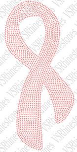 Pink Awareness Ribbon - Large Sequin Transfer